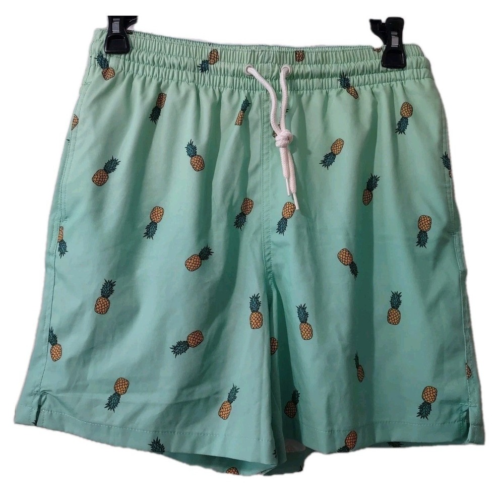 Swimsuit Wave Zone Medium 32/34 Mens Pineapple Bathing Suit Green Swim Shorts